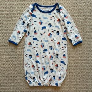 Nautica Boat Patterned Long Sleeve Gown 0/6M